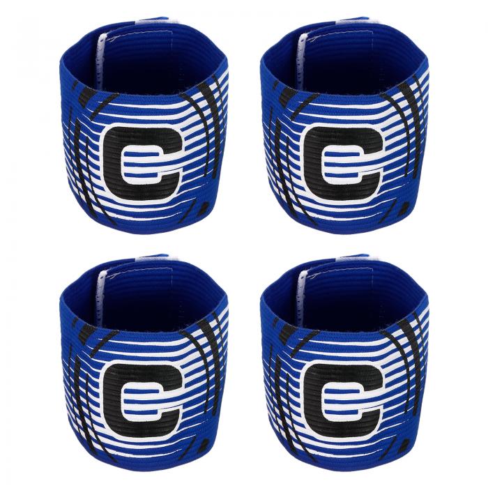PATIKIL キャプテンズアームバンド 4個 文字C 弾性アームバンド サッカーチームトレーニング用 ブルー