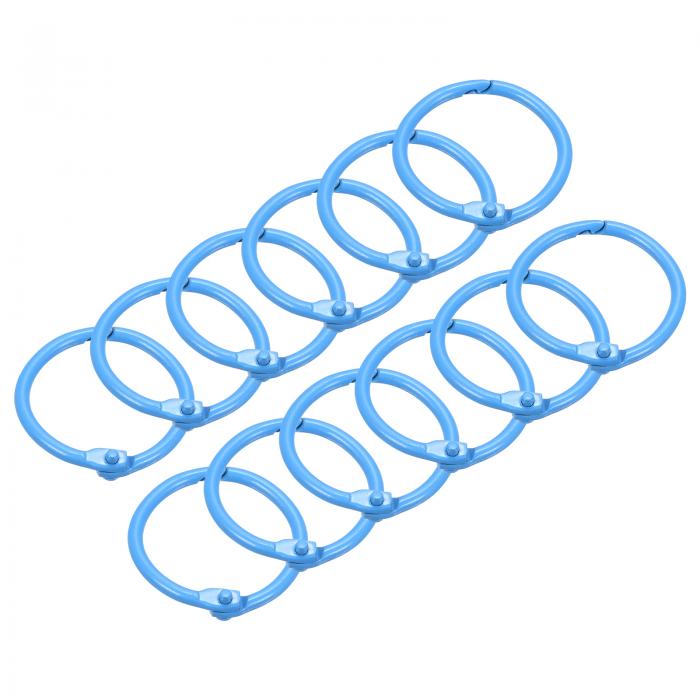ルーズリーフバインダーリング 金属製 ブックリングキーホルダー 家庭 事務用品用 ブルー 外径30 mm 12個
