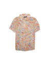 Allegra K 丸襟ブラウス 花柄シャツ コントラスト トリム パフスリーブトップス レディース ホワイト XL