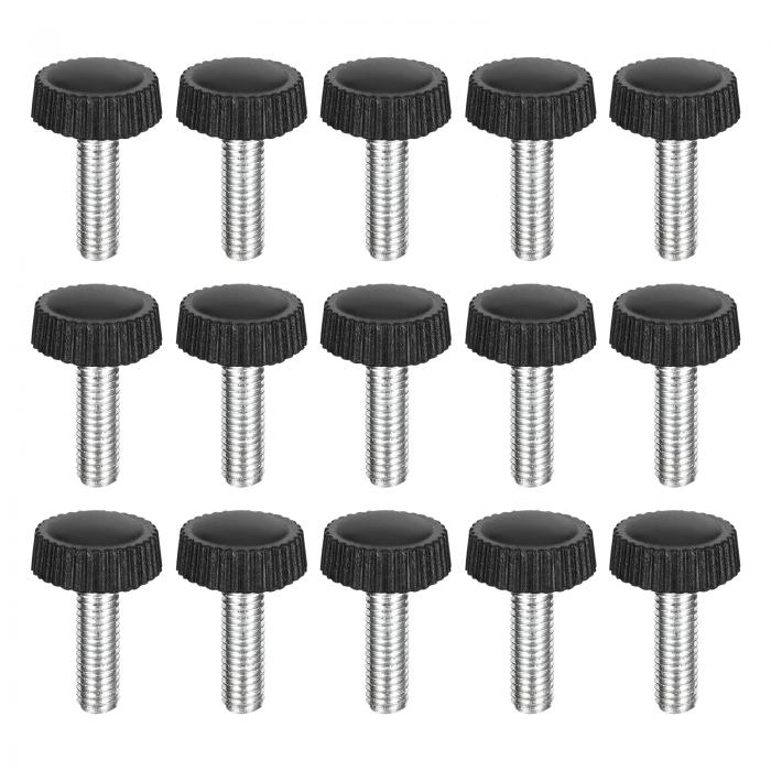 25個入り M5x16mm のネジ山付きニュル付きサムネジ 亜鉛メッキカーボン鋼製のクランピングノブ プラスチック製の丸い頭のサムネジ クイックリムーブネジクランプ 黒