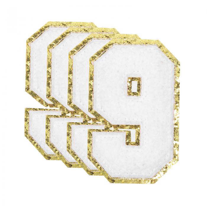 4個入りのピカピカナンバーパッチ 8.4cm / 3.3