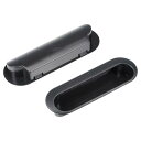 キャビネットドアハンドル フラッシュプル式 プラスチック素材 120mm x 40mm x 21mm ブラック 2個入り