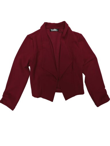 Allegra K ショート ジャケット クロップド ブレザー 前開き オフィス 事務服 無地 レディース ダークレッド L Allegra K ショート ジャケット クロップド ブレザー 前開き オフィス 事務服 無地 レディース ダークレッド L