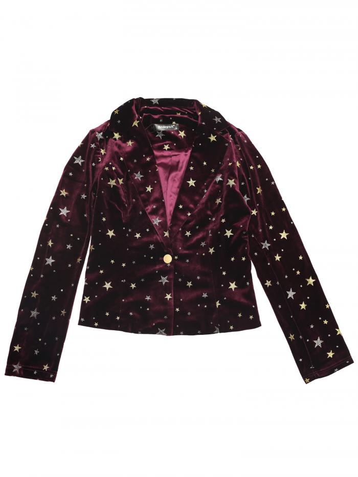 Allegra K ベルベット ブレザー ビジネス オフィス スーツジャケット レディース バーガンディスター M