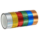PATIKIL プリズムテープ 35mm x 50m 6パック ホログラフィックメタライズドリフレクティブセルフアドヒーシブ DIYアートクラフトラッピング壁装飾用 マルチカラー(3)