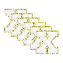 6個のグリッターレターパッチ 8.4cm / 3.3" チェニールアイロンパッチ 衣類 帽子 ジーンズ 靴 バッグ用 (ホワイト X)