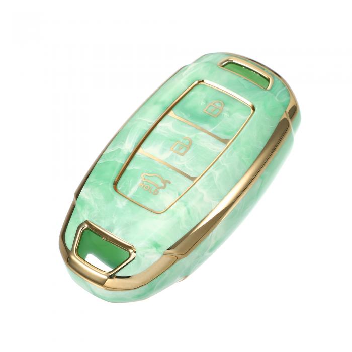 VekAuto キーフォブカバー Hyun daiに対応 Accent Tucsonに対応 3ボタン 磁器パターン ソフトTPU リモ..