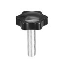 クランプねじノブ クランプつまみ スターノブ M10 x 40mm オスねじ プラスチック メタル 1個入り