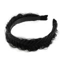 VOCOSTE ヘッドバンド 人工毛 編み込みヘッドバンド ヘアフープ 女性と女の子用 4.2 cm幅 1個 黒
