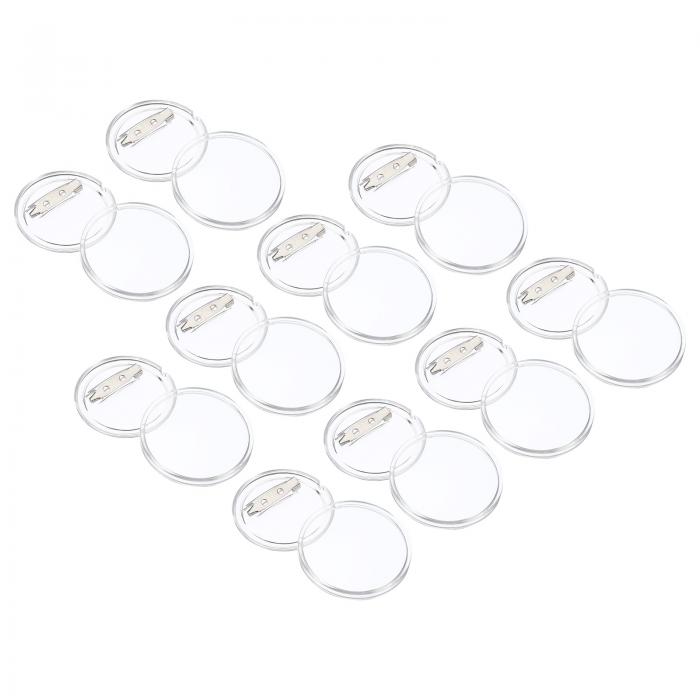 PATIKIL 43.68mm アクリルボタンピンバッジ ピンベース クリアカバー メタル製 20個ラウンドピン ブランクボタンバッジキット 手芸用品DIYバッ...