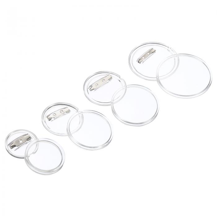 PATIKIL アクリルボタンピンバッジ ピンベース クリアカバー メタル製 40個ラウンドピン ブランクボタンバッジキット 手芸用品DIYバッジ用 クリア 4...