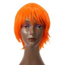 VOCOSTE コスプレウィッグ 短いふんわりストレートヘアかつら 28cm長さ オレンジ かつら かつらキャップ付き