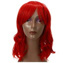 VOCOSTE 女性用コスプレかつら 40.5cm ブライトレッドカーリーかつら かつらキャップ ふわふわカーリーウェーブ