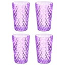 4個 プラスチック製飲料カップ 透明で割れない再利用可能なウォータータンブ ラー コーヒー 牛乳 ジュース用 スタッカブルなドリンキンググラス