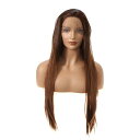 VOCOSTE レースフロントウィッグ 耐熱性 ロングストレートヘアウィッグ 女の子の日常用 61 cm ブラウングラデーション