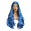 VOCOSTE レースフロントウィッグ 耐熱性 ロングナチュラルカーリー 女の子の日常用 合成繊維 ブルー 61 cm