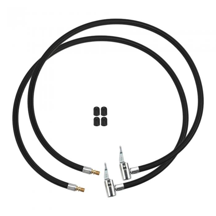 タイヤバルブ接続パイプ ガスノズルキャップ付き エアチャック インフレーター コンプレッサーポンプ 延長ゴムホースセット 車 オートバイ バイク用 80 cm 2個