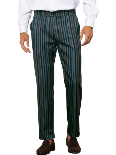 Lars Amadeus ドレスパンツ ビジネスパンツ ストライプ ズボン レギュラーフィット オフィス メンズ ネイビーブルー 38 Lars Amadeus ドレスパンツ ビジネスパンツ ストライプ ズボン レギュラーフィット オフィス メンズ ネイビーブルー 38