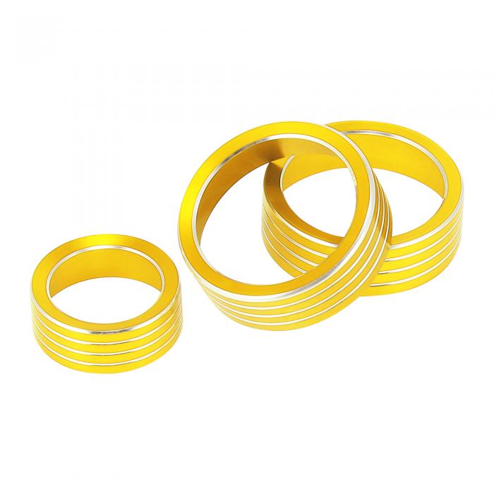 X AUTOHAUX AC気候制御リングノブトリムカバー Subaruに対応 Forester XV Crosstrek Imprezaに対応 2019-2021に対応 エアコンスイッチの装飾 ゴールドトーン アルミニウム合金 3個