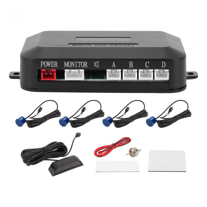 Hihaha 車載自動車逆バックアップレーダーシステム LED距離表示逆駐車 センサー距離検出4駐車 センサーブルー