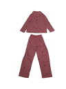 cheibear レディース コットンパジャマ ボタンダウン 長袖 ノッチカラー トップス&パンツ 2ピース ラウンジウェアセット ポケット付き ダスティローズ L