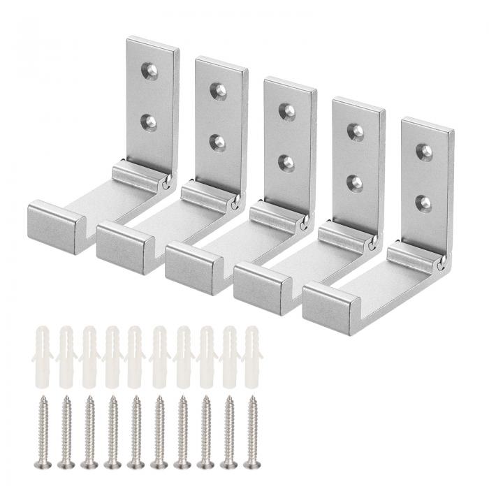 折り畳み式フック 壁掛けフック コートハンガー アルミ合金 ねじ付き タオルハットバッグ掛け用 シルバー スクエアヘッド 76mm長さ 5個入り