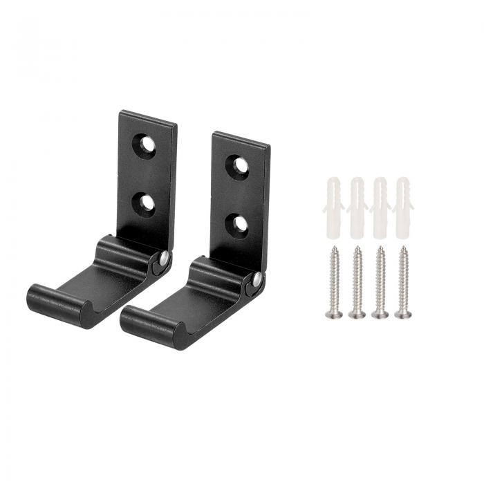 折り畳み式フック タオル掛けフック ハンガーフック アルミ合金 ねじ付き タオルハットバッグ掛け用 ブラック ラウンドヘッド 52mm長さ 2個入り