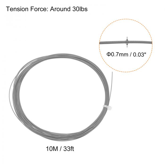 PATIKIL 10 M x 0.7 mm バドミントンラケットストリング 2個 耐久性 ナイロン ラケットストリング 交換用スレッドラインワイヤー 高い柔軟性 トレーニング用 シルバートーン 3