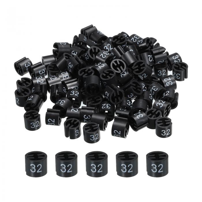 洋服ハンガーマーカーカラーハンガー サイザーガーメントマーカータグ 衣類の色分け用 ナンバー32 ブラック 100個入り