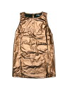 Allegra K スパンコール タンクトップ メタリック 光沢 ノースリーブ トップス クリスマス ダンス衣装 スリム レディース ブラウン M