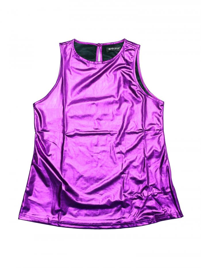 Allegra K スパンコール タンクトップ メタリック 光沢 ノースリーブ トップス クリスマス ダンス衣装 ..