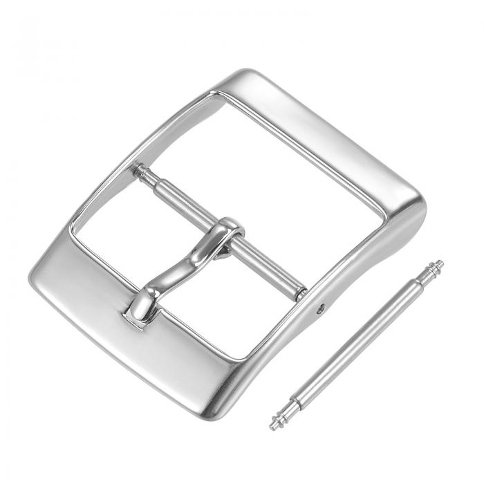 スプリングバー 時計ストラップクラスプ ステンレス鋼 洗練シルバートーン PVD バックル 20mm幅時計バ..