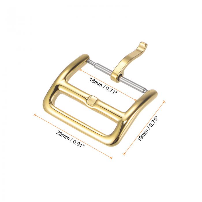 時計ストラップクラスプ ステンレス鋼 磨かれたゴールドトーン PVD バックル 18mm幅時計バンド 4個スプリングバー付き 2個入り