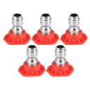 高圧洗浄機スプレーノズルのチップクイックコネクタ 0度 ステンレス鋼 プラスチック レッド 5個