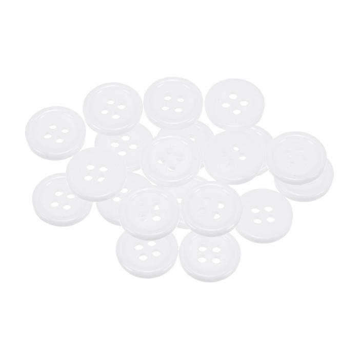 20個 20L ボタン 1/2"(12.5mm) レジン ラウンド フラット 4穴 クラフト 交換用ボタン 縫製 衣類 および DIY 用 白