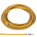 PATIKIL ファブリック布カバーラウンドワイヤー 5 M 18AWG 2コア ヴィンテージ編み電気コード ペンダントライトDIYプロジェクト用 金
