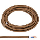 PATIKIL ファブリック布カバーラウンドワイヤー 5 M 18AWG 2コア ヴィンテージ編み電気コード ペンダントライトDIYプロジェクト用 茶色