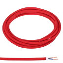 PATIKIL ファブリック布カバーラウンドワイヤー 3 M 18AWG 2コア ヴィンテージ編み電気コード ペンダントライトDIYプロジェクト用 レッド