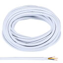 PATIKIL ファブリック布カバーラウンドワイヤー 10 M 18AWG 3コア ヴィンテージ編み電気コード ペンダントライトDIYプロジェクト用 ホワイト