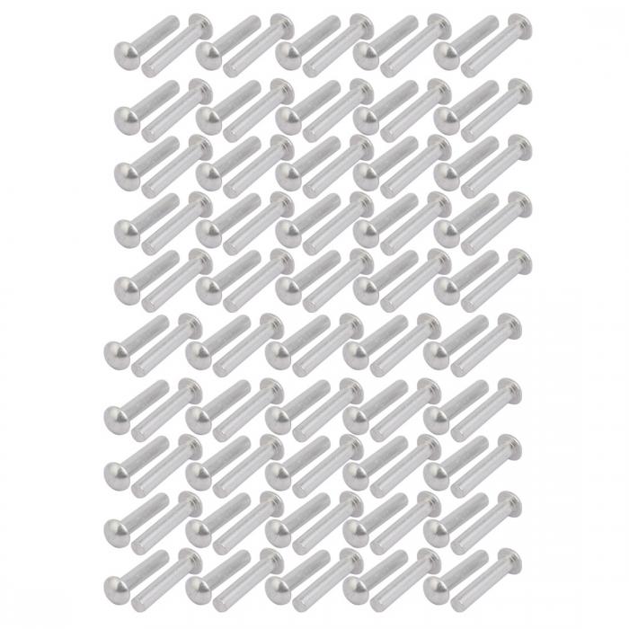 ソリッドリベット M6x30mm アルミニウム材質 シルバートーン ラウンドヘッド 100個入リ