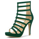 Allegra K ストラップ グラディエーターヒール サンダル プラットフォーム ピンヒール グリーン 24.0 cm