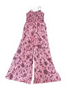 Allegra K レディース ジャンプスーツ スパゲッティストラップ ノースリーブ ワイドレッグパンツ フローラル ロンパー ピンク XL