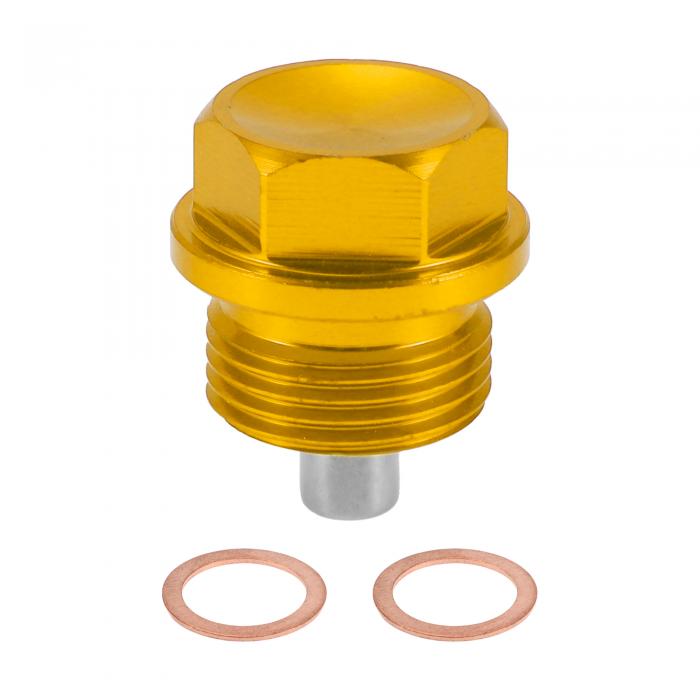 RATCHROLL 1セットのユニバーサルオイルドレンプラグアンチリークエージオイルパンドレンボルトスクリュースレッドリペアガスケット付きマグネティックゴールドトーンアルミニウム合金銅M20x1.5