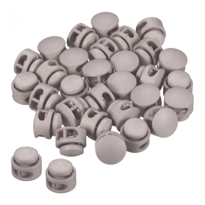 PATIKIL コードロック 円形 バネトグルストッパー 巾着袋 靴紐用 グレー 30個