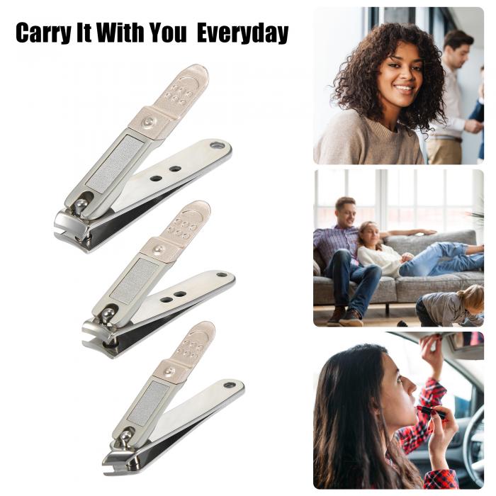 VOCOSTE 爪切り 爪切りセット ネイルケア用 ポータブル シャンパン ステンレス鋼 3個