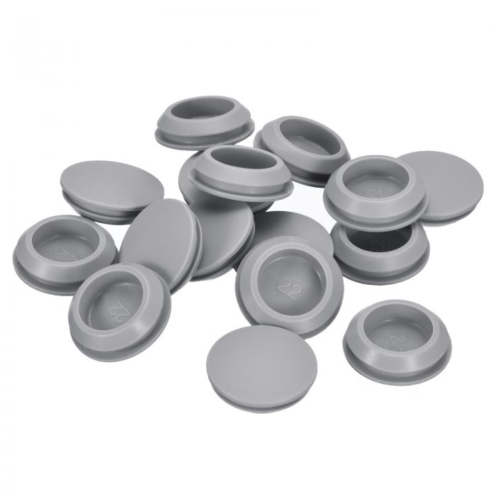 16個 シリコンプラグ 22-24mm 穴に適したラバーラウンドスナップインロッキングホールプラグ 金属チューブ用 防水ホールプラグ 家具エンドキャップ挿入用 グレー