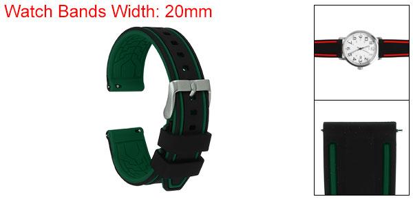 20mm幅のシリコンウォッチバンド 男性用女性用のための柔らかいクイックリリースラバーウォッチバンド 黒緑