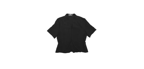 Allegra K カーディガン ポレロ 通勤 無地 ビジネス ブレザー 上品 オープンフロント 半袖 ノーカラー レディース ブラック S