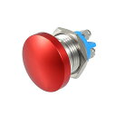 瞬間押しボタンスイッチ 金属 キノコヘッド ラウンド スタートボタン 16 mm AC/DC 12V-250V レッド