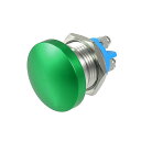 瞬間押しボタンスイッチ 金属 キノコヘッド ラウンド スタートボタン 16 mm AC/DC 12V-250V ミドリ